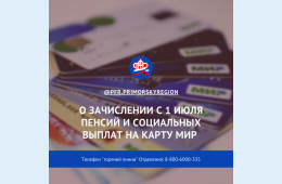 07.07.2021 2021.07.07    О зачислении с 1 июля пенсий и социальных выплат на карту МИР | Администрация муниципального округа город Партизанск Приморского края Официальный сайт