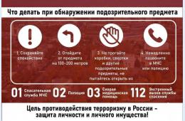 05.09.2024 Действия при обнаружении подозрительного предмета. | Администрация муниципального округа город Партизанск Приморского края Официальный сайт