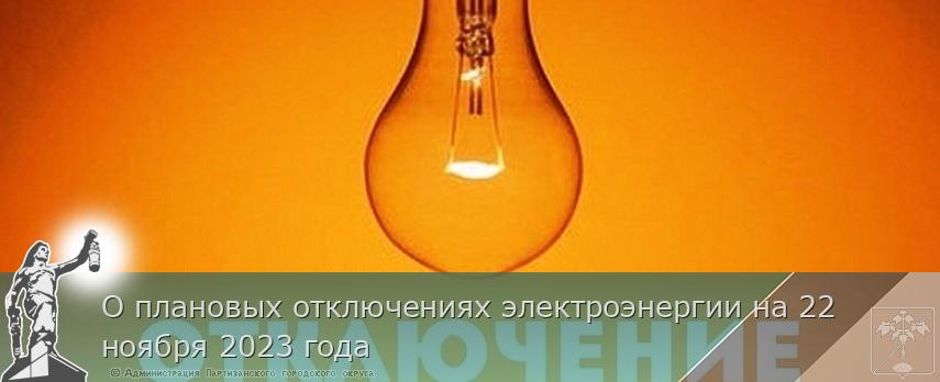 О плановых отключениях электроэнергии на 22 ноября 2023 года  | Администрация муниципального округа город Партизанск Приморского края Официальный сайт
