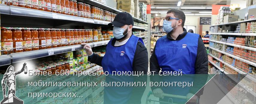 Более 600 просьб о помощи от семей мобилизованных выполнили волонтеры приморских штабов #МыВместе, сообщает www.primorsky.ru | Администрация муниципального округа город Партизанск Приморского края Официальный сайт