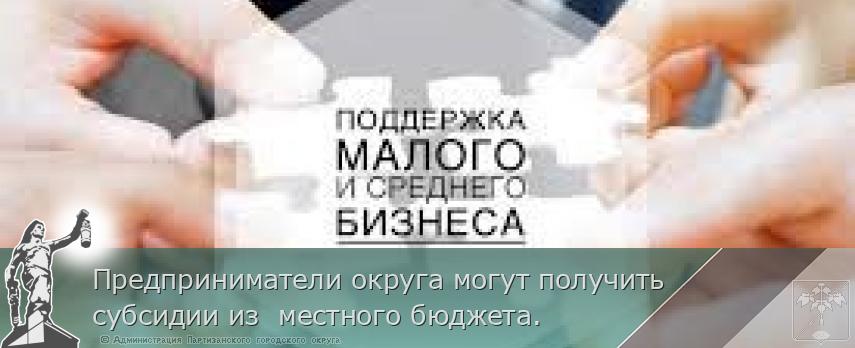 Предприниматели округа могут получить субсидии из  местного бюджета.  | Администрация муниципального округа город Партизанск Приморского края Официальный сайт